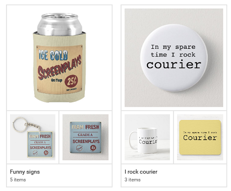 zazze store products: beer cozies, pins, mugs